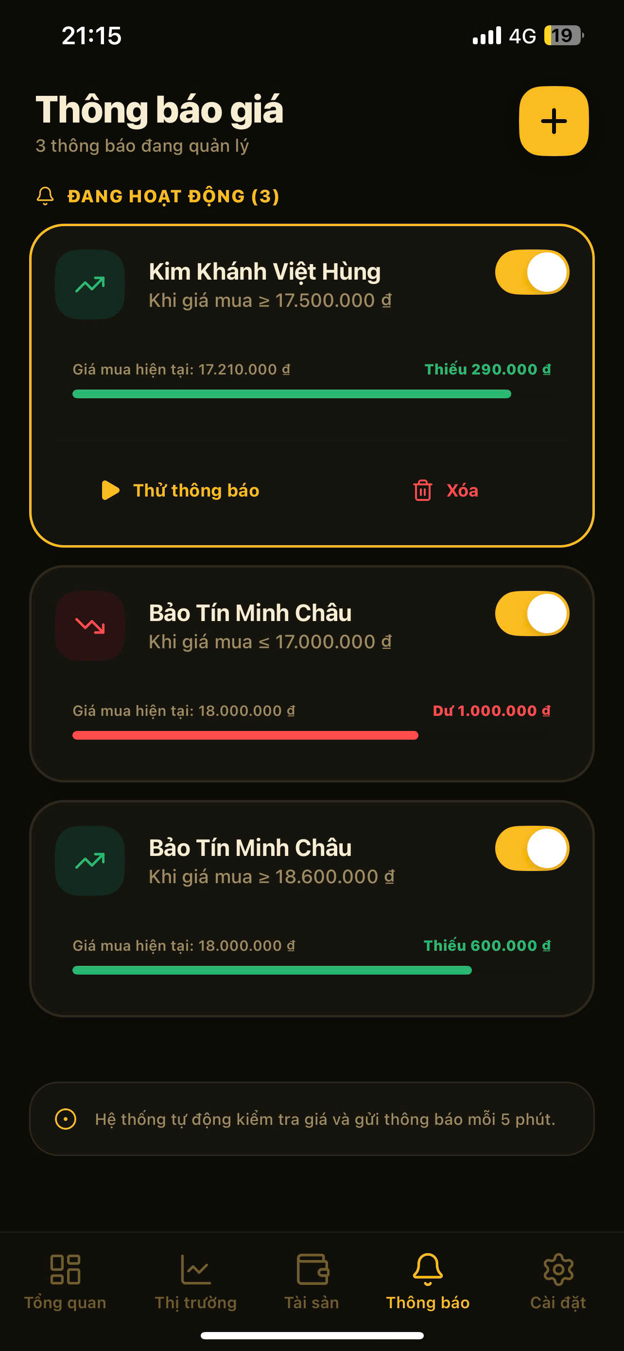 Cài đặt thông báo